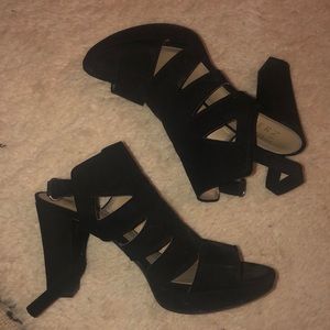 Black open toe heels
